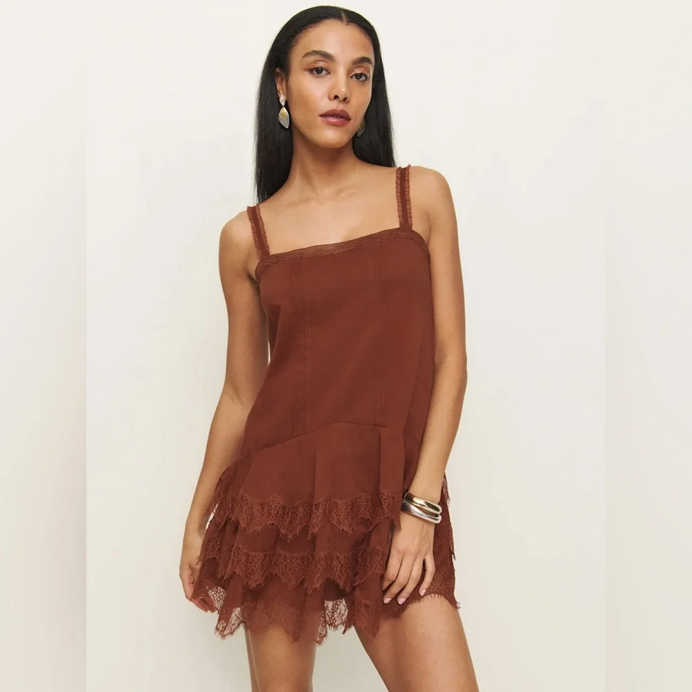 Reformation Cleodora Dress In Fig Jam, brand new without tags, never worn.